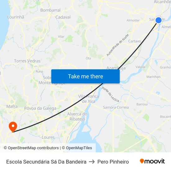 Escola Secundária Sá Da Bandeira to Pero Pinheiro map