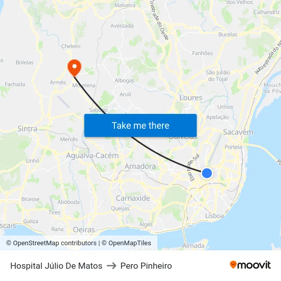 Hospital Júlio De Matos to Pero Pinheiro map