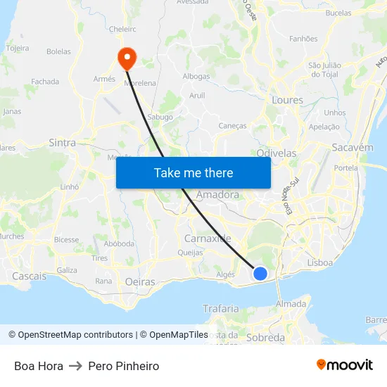 Boa Hora to Pero Pinheiro map