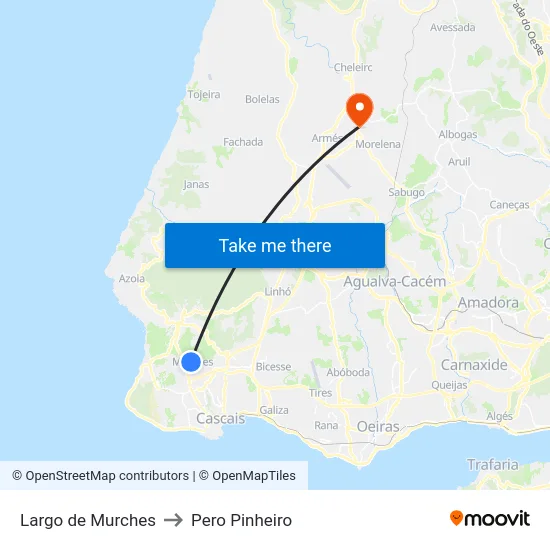 Largo de Murches to Pero Pinheiro map