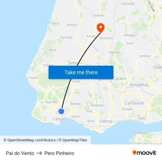 Pai do Vento to Pero Pinheiro map