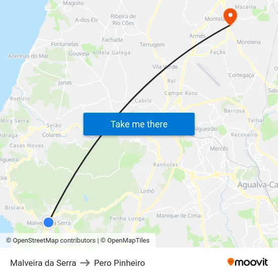 Malveira da Serra to Pero Pinheiro map