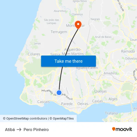 Atibá to Pero Pinheiro map