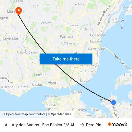AL. Ary dos Santos - Esc.Básica 2/3 Álvaro Velho to Pero Pinheiro map
