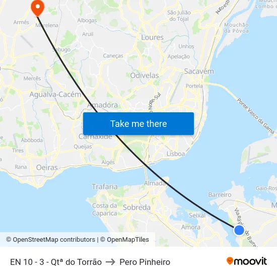 EN 10 - 3 - Qtª do Torrão to Pero Pinheiro map