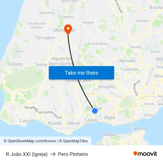 R João XXI (Igreja) to Pero Pinheiro map