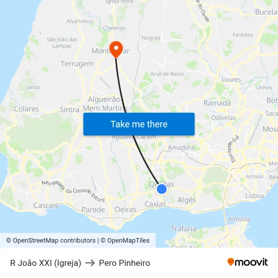 R João XXI (Igreja) to Pero Pinheiro map