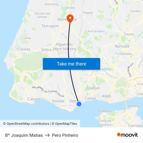 Bº Joaquim Matias to Pero Pinheiro map