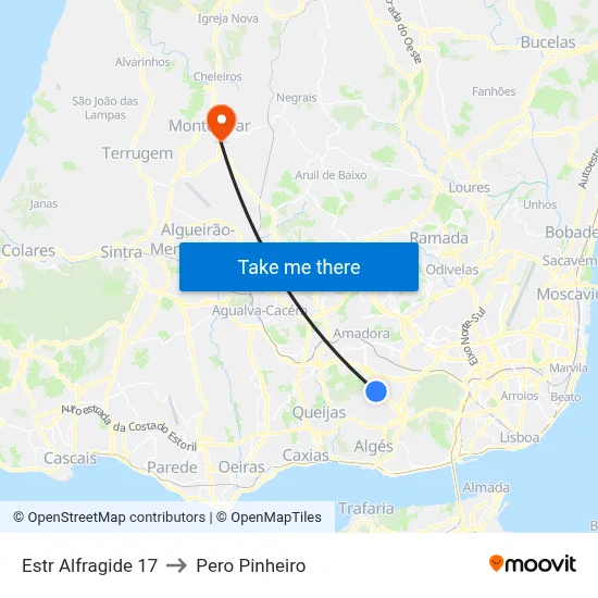 Estr Alfragide 17 to Pero Pinheiro map