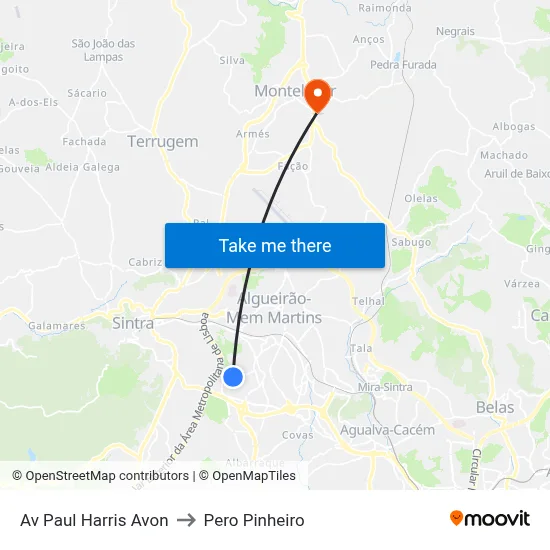 Av Paul Harris Avon to Pero Pinheiro map
