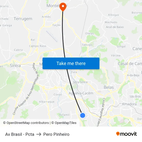 Av Brasil - Pcta to Pero Pinheiro map