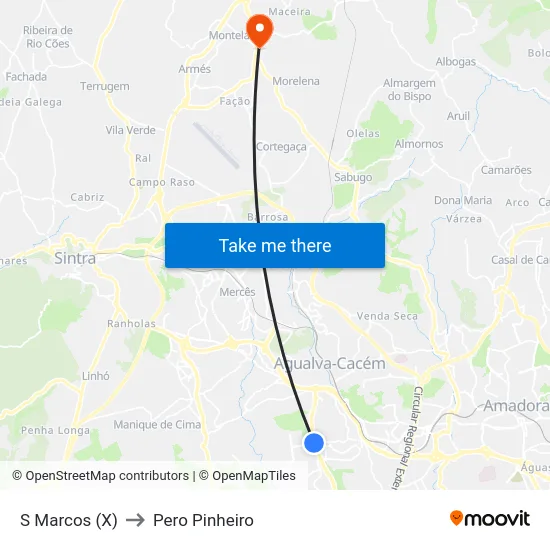 S Marcos (X) to Pero Pinheiro map
