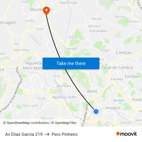 Av Elias Garcia 219 to Pero Pinheiro map