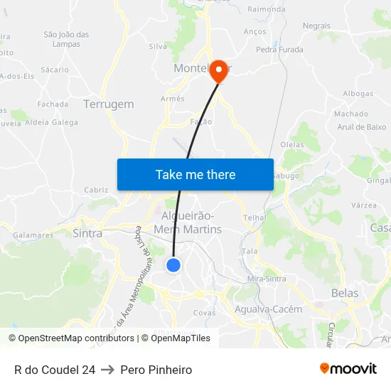 R do Coudel 24 to Pero Pinheiro map