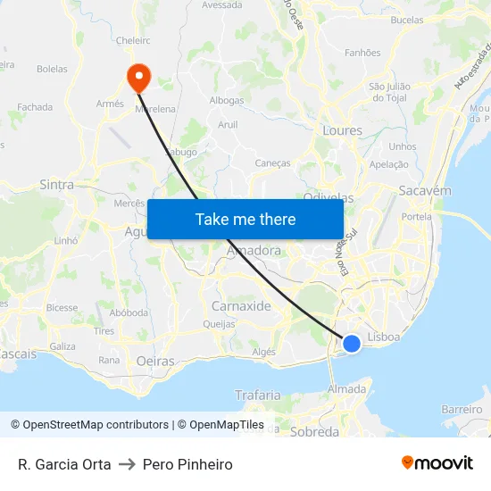 R. Garcia Orta to Pero Pinheiro map