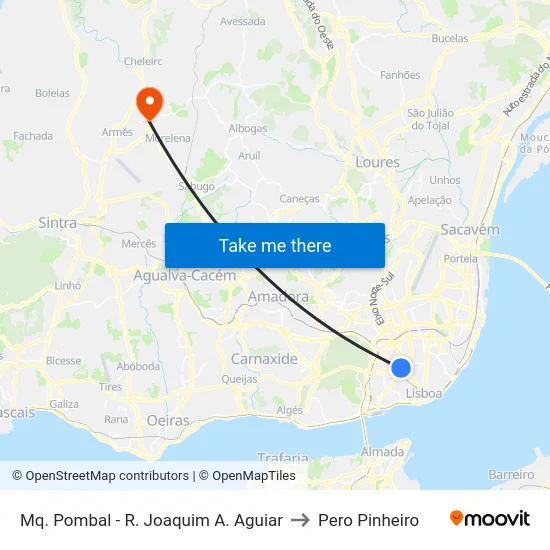 Mq. Pombal - R. Joaquim A. Aguiar to Pero Pinheiro map