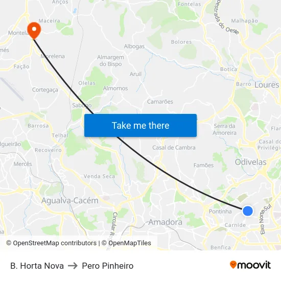 B. Horta Nova to Pero Pinheiro map