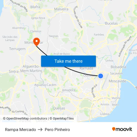 Rampa Mercado to Pero Pinheiro map