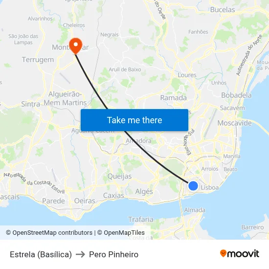 Estrela (Basílica) to Pero Pinheiro map