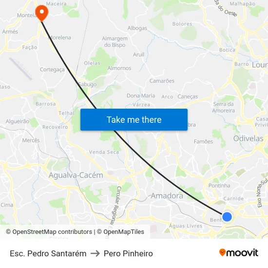 Esc. Pedro Santarém to Pero Pinheiro map