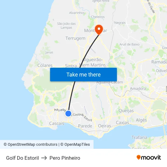 Golf Do Estoril to Pero Pinheiro map