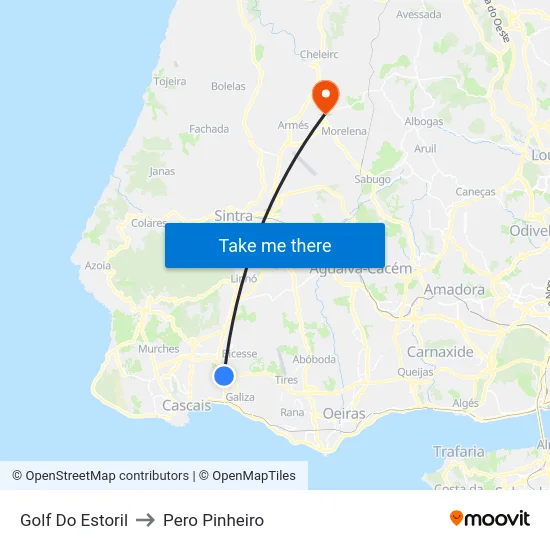 Golf Do Estoril to Pero Pinheiro map