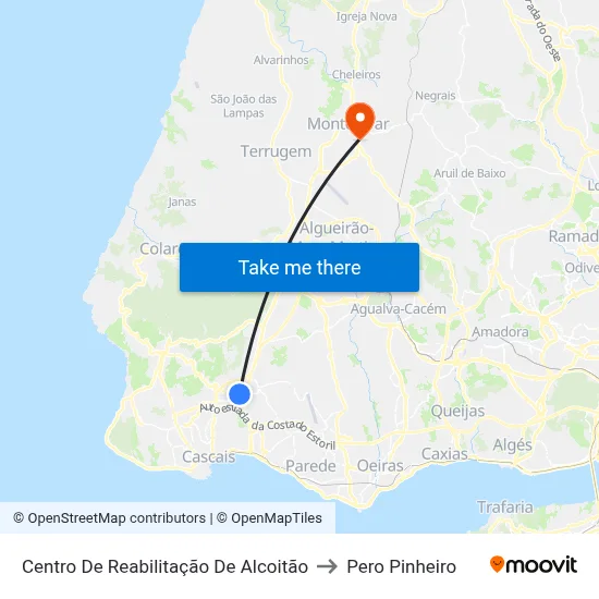Centro De Reabilitação De Alcoitão to Pero Pinheiro map