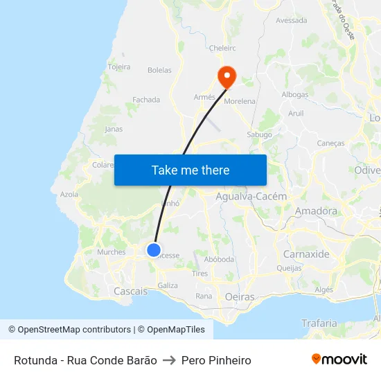 Rotunda - Rua Conde Barão to Pero Pinheiro map