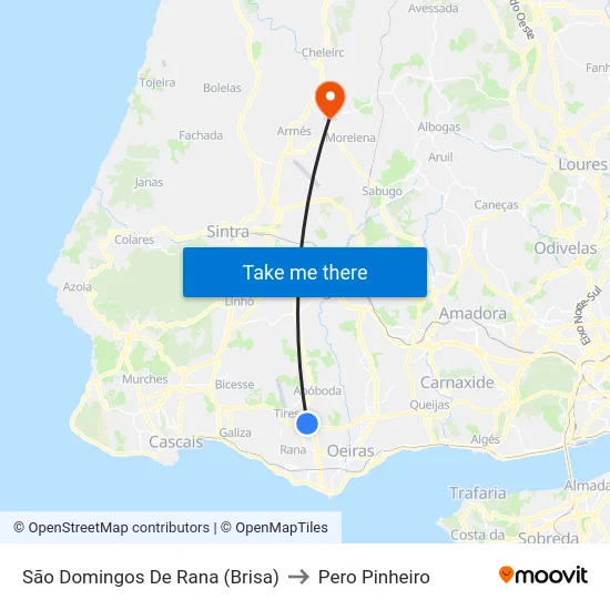 São Domingos De Rana (Brisa) to Pero Pinheiro map