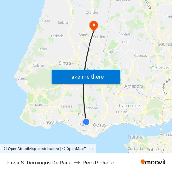 Igreja S. Domingos De Rana to Pero Pinheiro map