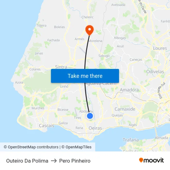 Outeiro Da Polima to Pero Pinheiro map