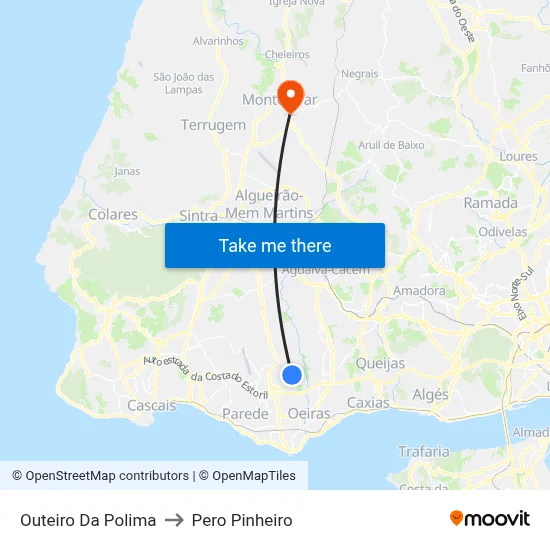 Outeiro Da Polima to Pero Pinheiro map