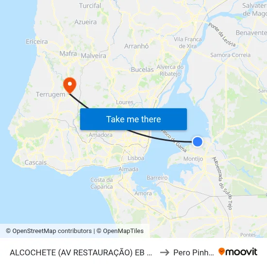 ALCOCHETE (AV RESTAURAÇÃO) EB MANUEL I to Pero Pinheiro map