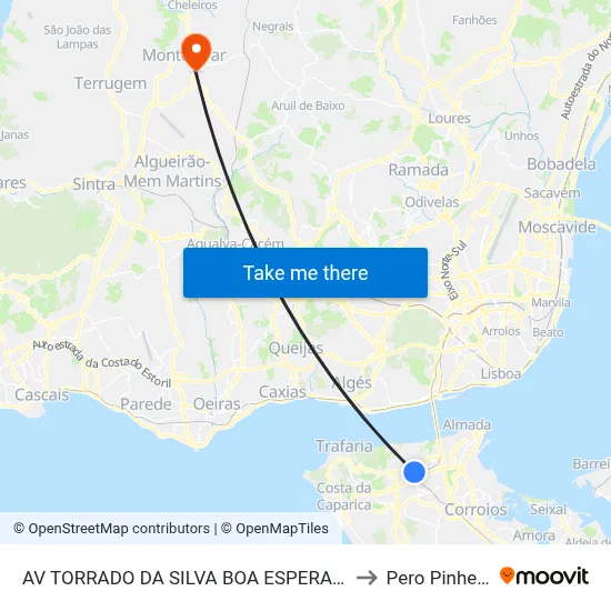 AV TORRADO DA SILVA BOA ESPERANÇA to Pero Pinheiro map