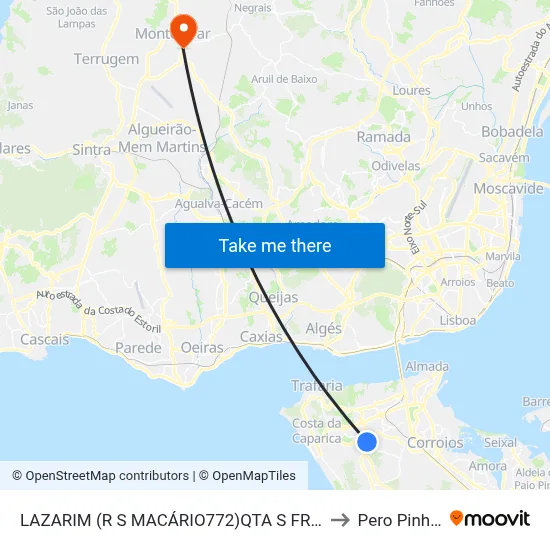 LAZARIM (R S MACÁRIO772)QTA S FRANCISCO to Pero Pinheiro map