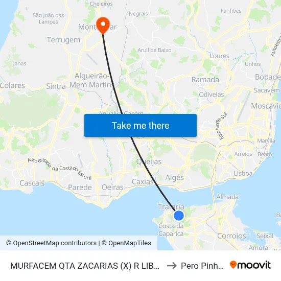 MURFACEM QTA ZACARIAS (X) R LIBERDADE to Pero Pinheiro map