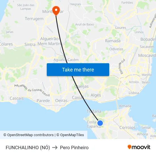 FUNCHALINHO (NÓ) to Pero Pinheiro map