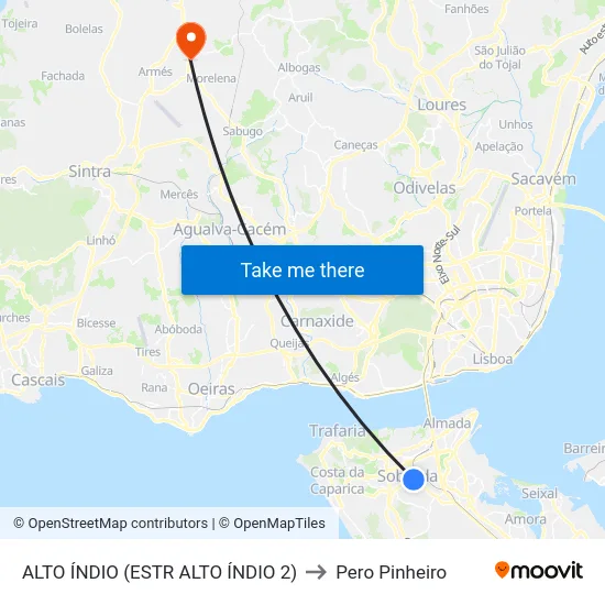ALTO ÍNDIO (ESTR ALTO ÍNDIO 2) to Pero Pinheiro map