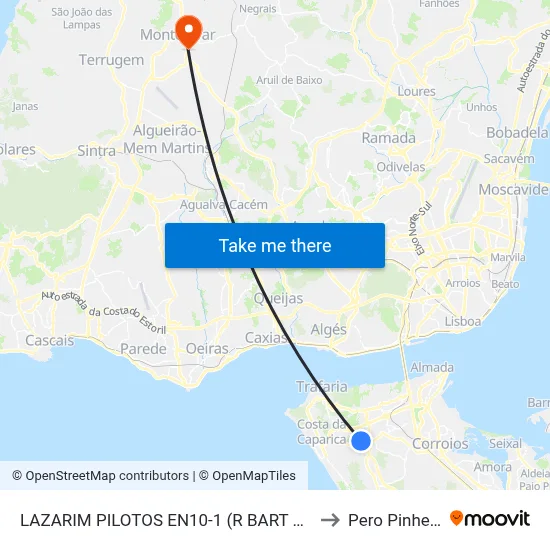 LAZARIM PILOTOS EN10-1 (R BART DIAS) to Pero Pinheiro map