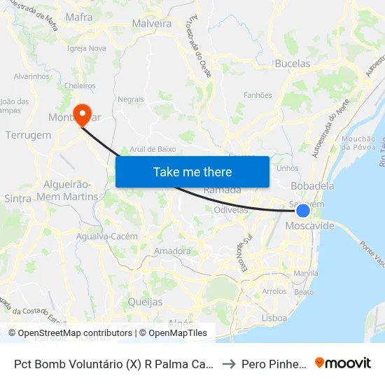Pct Bomb Voluntário (X) R Palma Carlos to Pero Pinheiro map