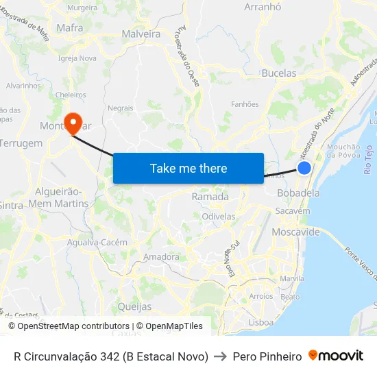 R Circunvalação 342 (B Estacal Novo) to Pero Pinheiro map