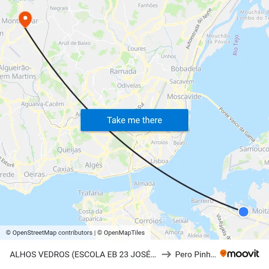 ALHOS VEDROS (ESCOLA EB 23 JOSÉ AFONSO) to Pero Pinheiro map