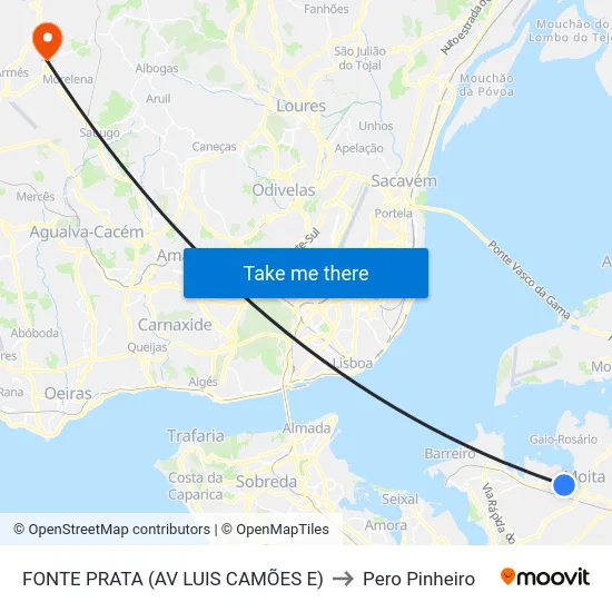 FONTE PRATA (AV LUIS CAMÕES E) to Pero Pinheiro map
