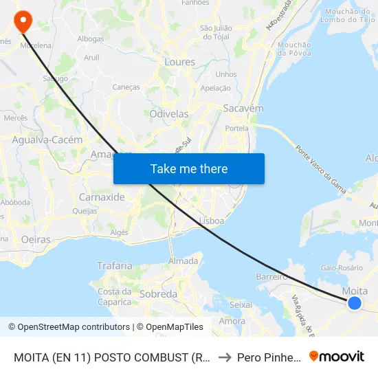 MOITA (EN 11) POSTO COMBUST (ROT) to Pero Pinheiro map
