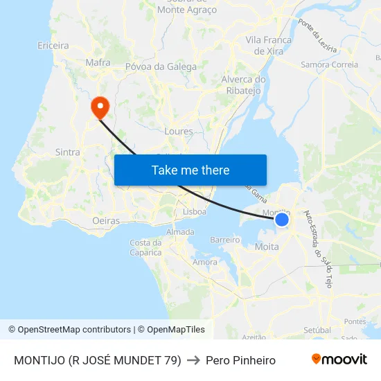 MONTIJO (R JOSÉ MUNDET 79) to Pero Pinheiro map