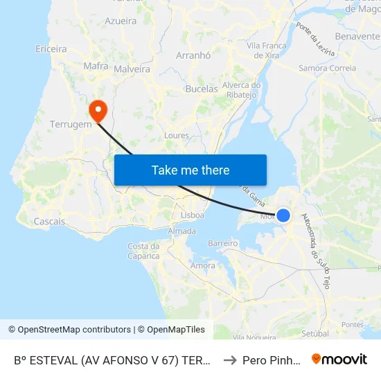 Bº ESTEVAL (AV AFONSO V 67) TERMINAL to Pero Pinheiro map