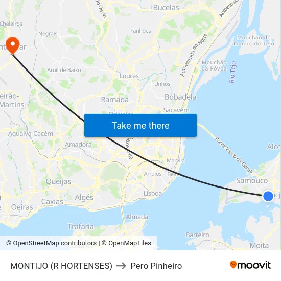 MONTIJO (R HORTENSES) to Pero Pinheiro map