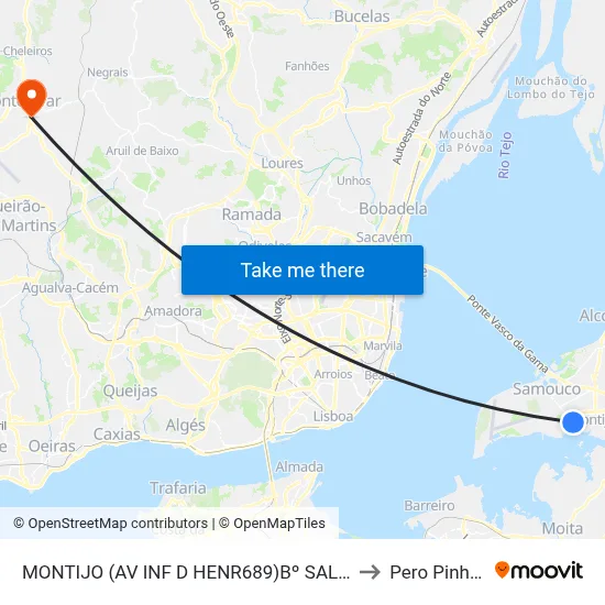 MONTIJO (AV INF D HENR689)Bº SALDANHA to Pero Pinheiro map