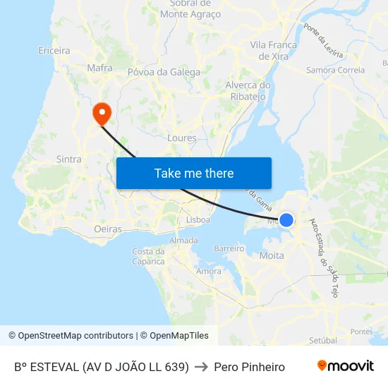 Bº ESTEVAL (AV D JOÃO LL 639) to Pero Pinheiro map