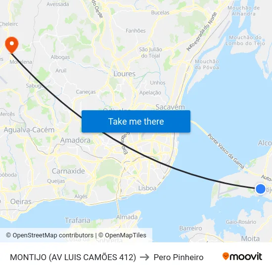 MONTIJO (AV LUIS CAMÕES 412) to Pero Pinheiro map